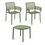 Nardi - Doga Chaise avec accoudoirs (2x) + Doga Table d'appoint, Ø 50 cm, agave