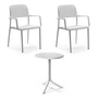 Nardi - Chaise avec accoudoirs Bora (2x) + table Step, blanc
