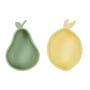 OYOY - Barquettes à en-cas, citron & Poire, jaune / vert (lot de 2)