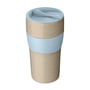 Koziol - AROMA TO GO XL Gobelet isotherme avec couvercle, 700 ml, nature desert sand / nature flower blue