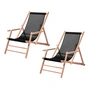 Jan Kurtz - Maxx Deckchair , teck / housse en tissu synthétique noir (set de 2)