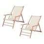 Jan Kurtz - Maxx Deckchair , teck / housse en tissu synthétique naturel (set de 2)