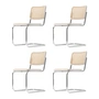 Thonet - S 32 V Chaise, chrome / hêtre lasuré blanc (TP 200) / cannage avec tissu de soutien en plastique (set de 4)