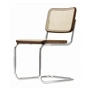 Thonet - S 32 V Chaise, chrome / couleur noyer (TP 24) / cannage avec tissu de soutien en plastique