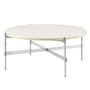 Gubi - TS Table basse Ø 80 cm, acier poli / travertin blanc
