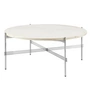 Gubi - TS Table basse Ø 80 cm, acier poli / travertin blanc