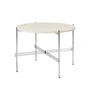 Gubi - TS Table basse Ø 55 cm, acier poli / travertin blanc