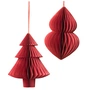 Broste Copenhagen - Christmas Mix Pendentif décoratif, sapin & Cônes, Ø 13 x H 13 cm, pompeian red (lot de 2)