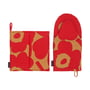 Marimekko - Pieni Unikko Gant de four & Maniques, beige / rouge (set de 2)