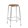 Fritz Hansen - Tabouret de bar High Dot H 65 cm, cuir noyer / piètement chromé (4 pieds)