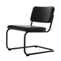 Thonet - S 32 PVL Chaise Lounge, acier noir profond (RAL 9005) / cuir nappa noir