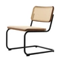 Thonet - S 32 VL Chaise Lounge, acier noir profond (RAL 9005) / noyer laqué avec vernis naturel / cannage avec tissu de soutien en plastique
