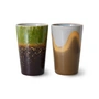 HKliving - 70's Mug à thé, 475 ml, fise (set de 2)