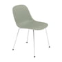 Muuto - Fiber Side Chair Tube Base, chrome / dusty green recyclé