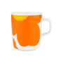 Marimekko - Oiva Iso Unikko Gobelet avec anse 250 ml, blanc / orange / jaune (60th Anniversary Collection)