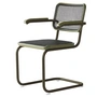 Thonet - S 64 V Fauteuil, vert sauge / chêne teinté / cannage avec tissu de soutien synthétique dark melange
