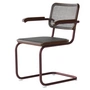 Thonet - S 64 V Chaise avec accoudoirs, châtaignier / chêne teinté / cannage avec tissu de soutien en plastique dark melange