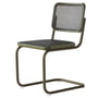 Thonet - S 32 V chaise, vert sauge / chêne teinté / cannage avec tissu de soutien dark melange