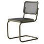 Thonet - S 32 V chaise, vert sauge / chêne teinté / cannage avec tissu de soutien en plastique dark melange