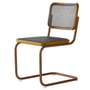 Thonet - S 32 V chaise, ambre / chêne teinté / cannage avec tissu de soutien dark melange