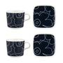 Marimekko - Oiva Piirto Unikko Gobelet avec anse & Assiette, blanc / bleu foncé (set de 4) (60th Anniversary Collection)