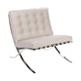 Knoll - Barcelona Fauteuil Relax, chrome / cuir ivoire Venezia