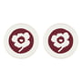 Marimekko - Oiva Unikko Assiette, Ø 25 cm, blanc / dark cherry / marron (set de 2)