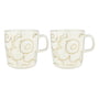 Marimekko - Oiva Piirto Unikko Gobelet avec anse, 400 ml, blanc / or (set de 2)