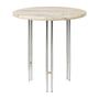 Gubi - IOI Side Table, Ø 50 cm, chrome / travertin rippled beige