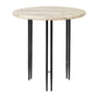 Gubi - IOI Side Table, Ø 50 cm, noir mat / Travertin rippled beige
