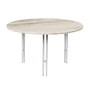 Gubi - IOI Coffee Table, Ø 70 cm, chrome / travertin rippled beige