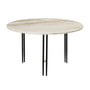 Gubi - IOI Coffee Table, Ø 70 cm, noir mat / Travertin rippled beige