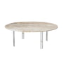 Gubi - IOI Coffee Table, Ø 100 cm, chrome / travertin rippled beige