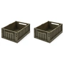 LIEWOOD - Weston Boîte de rangement, 36 x 25 x 13,5 cm, army brown (lot de 2)