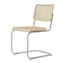Thonet - S 32 V Chaise, chrome / frêne laqué naturel / cannage avec tissu de soutien en plastique