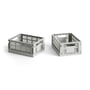 Hay - Colour Crate Panier Mini, 17 x 13 cm, light grey, recycled (set de 2)