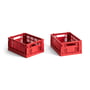 Hay - Colour Crate Panier Mini, 17 x 13 cm, rouge, recycled (lot de 2)