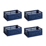 HAY - Colour Crate Panier S, 26,5 x 17 cm, dark blue, recycled (set de 4)