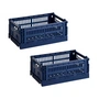 HAY - Colour Crate S Set de paniers, dark blue, recycled (set de 2)
