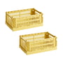 HAY - Colour Crate Panier S, 26,5 x 17 cm, dusty yellow, recycled (lot de 2)