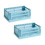 HAY - Colour Crate Panier S, 26,5 x 17 cm, light blue, recycled (lot de 2)