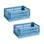 HAY - Colour Crate Panier S, 26,5 x 17 cm, sky blue, recycled (lot de 2)
