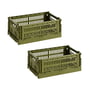 HAY - Colour Crate Panier S, 26,5 x 17 cm, olive, recycled (lot de 2)
