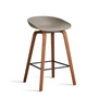 HAY - About A Stool AAS 32 H 65 cm, noyer laqué / acier noir / kaki 2. 0 (patins en plastique)
