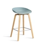 HAY - About A Stool AAS 32 H 65 cm, chêne laqué / acier inoxydable / dusty blue 2. 0 (patins en feutre)