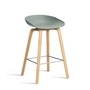 HAY - About A Stool AAS 32 H 65 cm, chêne laqué / acier inoxydable / fall green 2. 0 (patins en feutre)