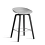 HAY - About A Stool AAS 32 H 65 cm, chêne laqué noir / acier inoxydable / concrete grey 2. 0 (patins en plastique)