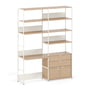 TipToe - Unit Système de bureau, H 215 x 164 cm, porte et tiroir inclus, chêne / cream white