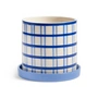 & klevering - Clash Pot de fleurs avec soucoupe, grille, Ø 18 x 16,5 cm, bleu / blanc