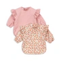 Konges Sløjd - Bavoir à manches et à volants, 6-12 mois, kalkua / bridal rose (lot de 2)